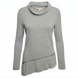 Jorge Perez Gray Mock Neck Asymmetric Zippered Bottom Long Sleeve Sweater - NWT